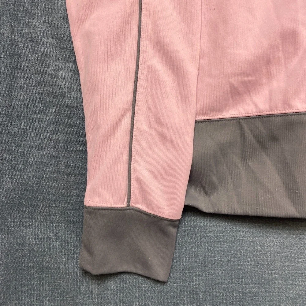 Nike Sportswear Athletic Jacket Girl L Pink Gray Fleece Lined Full Zip Mock Neck